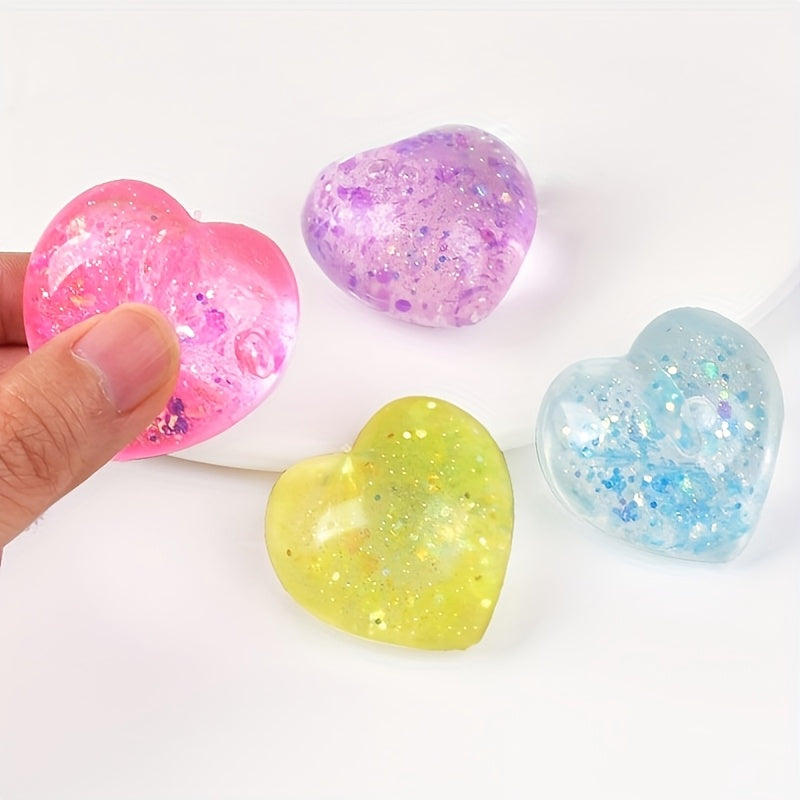 Glitter Heart Squishy – 4-Pack Slow Rising Squeeze Toys