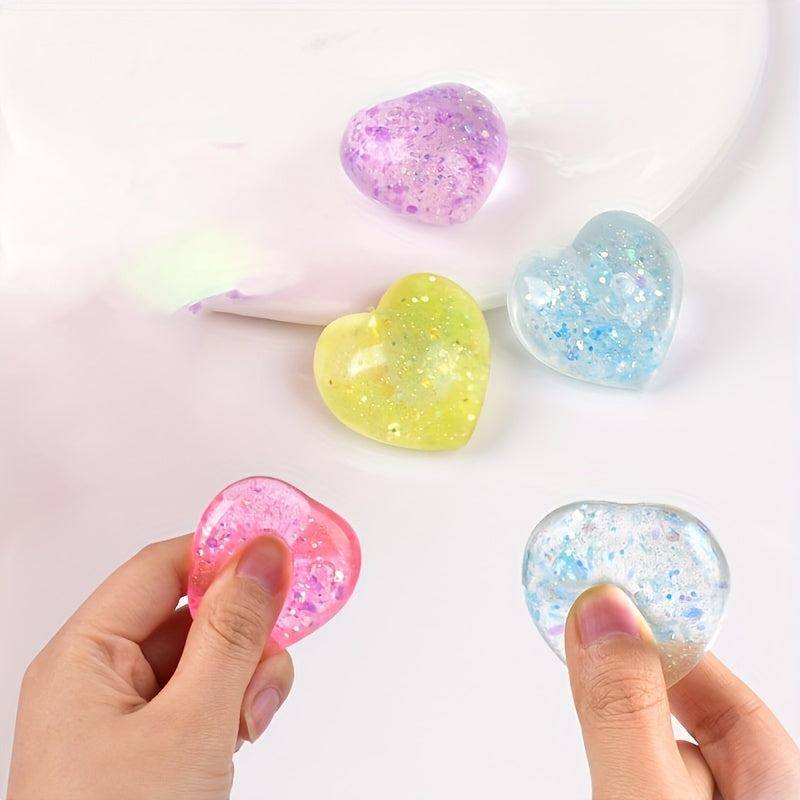 Glitter Heart Squishy – 4-Pack Slow Rising Squeeze Toys