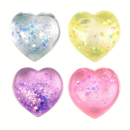 Glitter Heart Squishy – 4-Pack Slow Rising Squeeze Toys