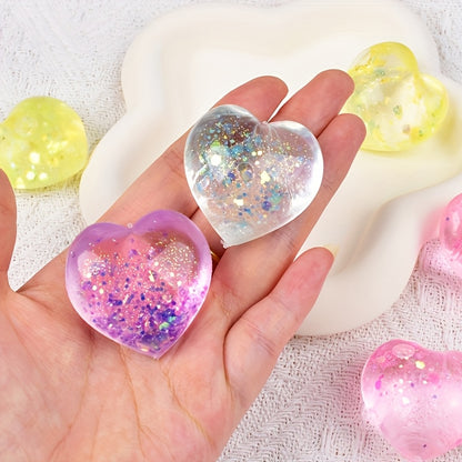 Glitter Heart Squishy – 4-Pack Slow Rising Squeeze Toys