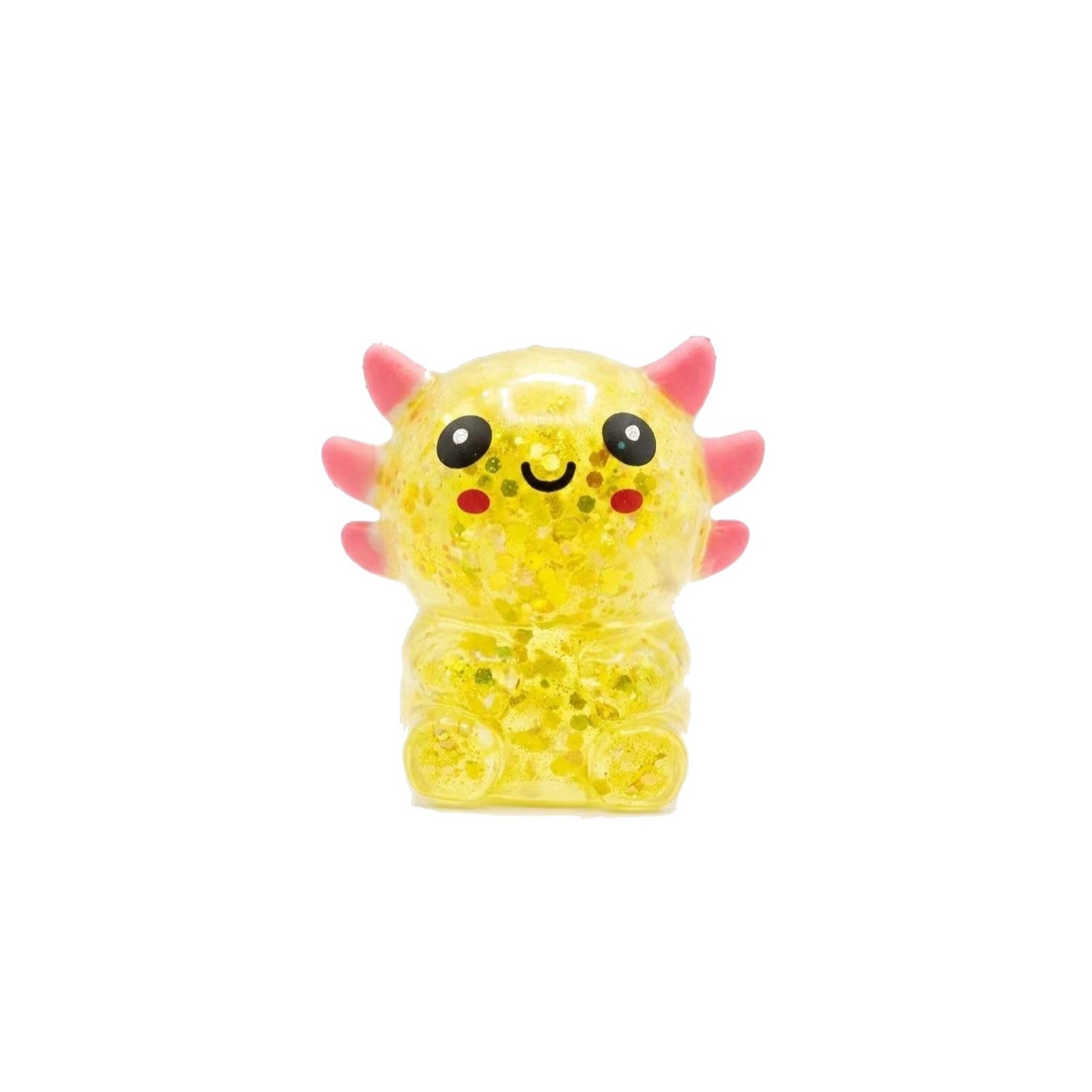 Yellow Glitter Axolotl Squishy – Slow Rising Squeeze Toy