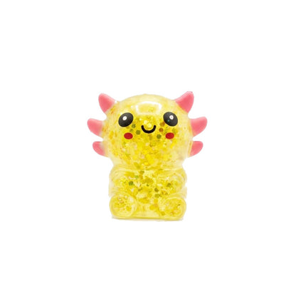 Yellow Glitter Axolotl Squishy – Slow Rising Squeeze Toy