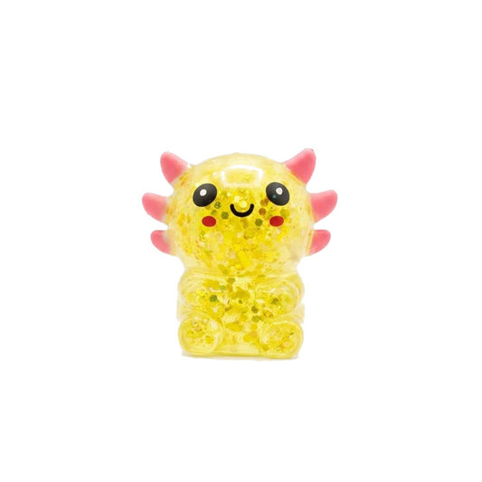 Yellow Glitter Axolotl Squishy – Slow Rising Squeeze Toy